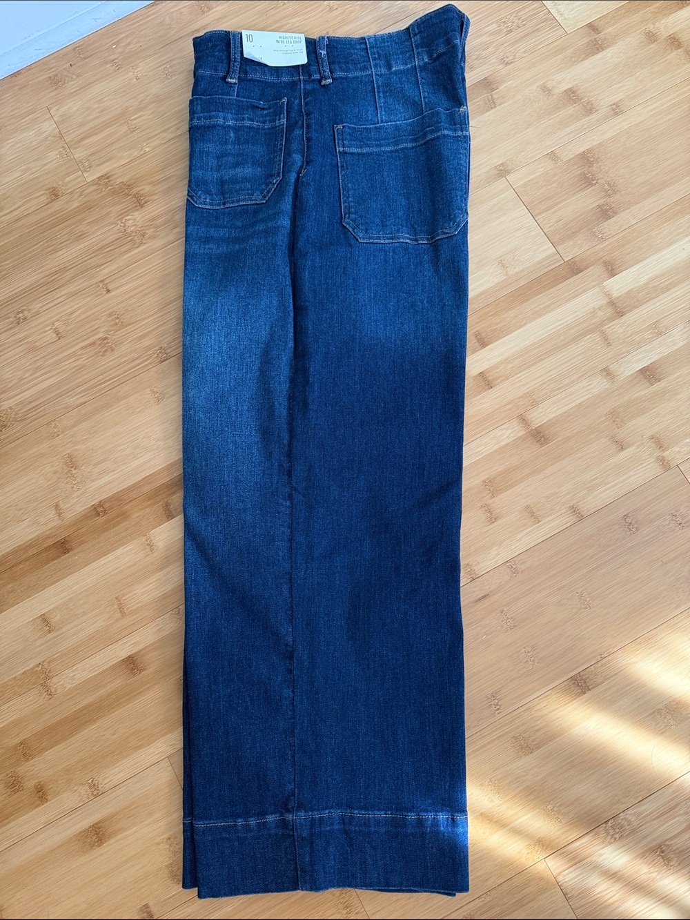ANA  Wide Leg Crop High Rise Jeans in Deep Indigo